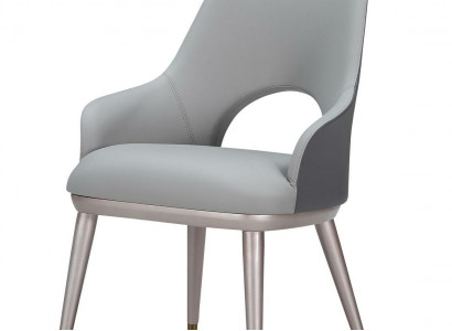 Armchair chairs design furniture luxury dining room stainless steel gray leather chair noble